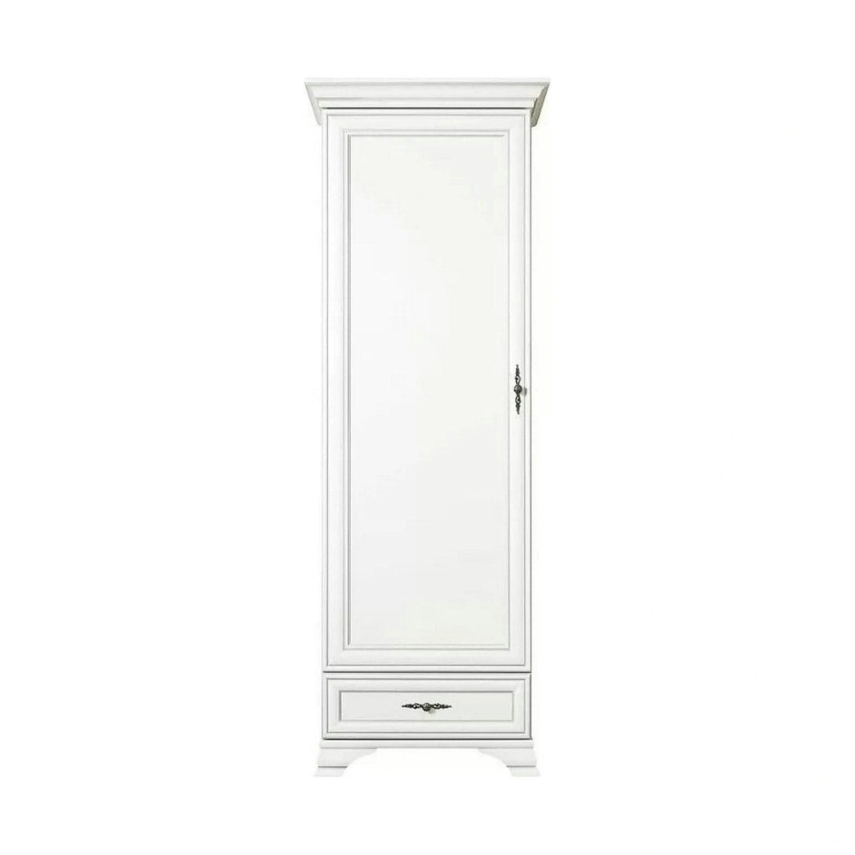 Mobilier living alb clasic IDENTO 4, format din dulap, vitrina si comoda TV