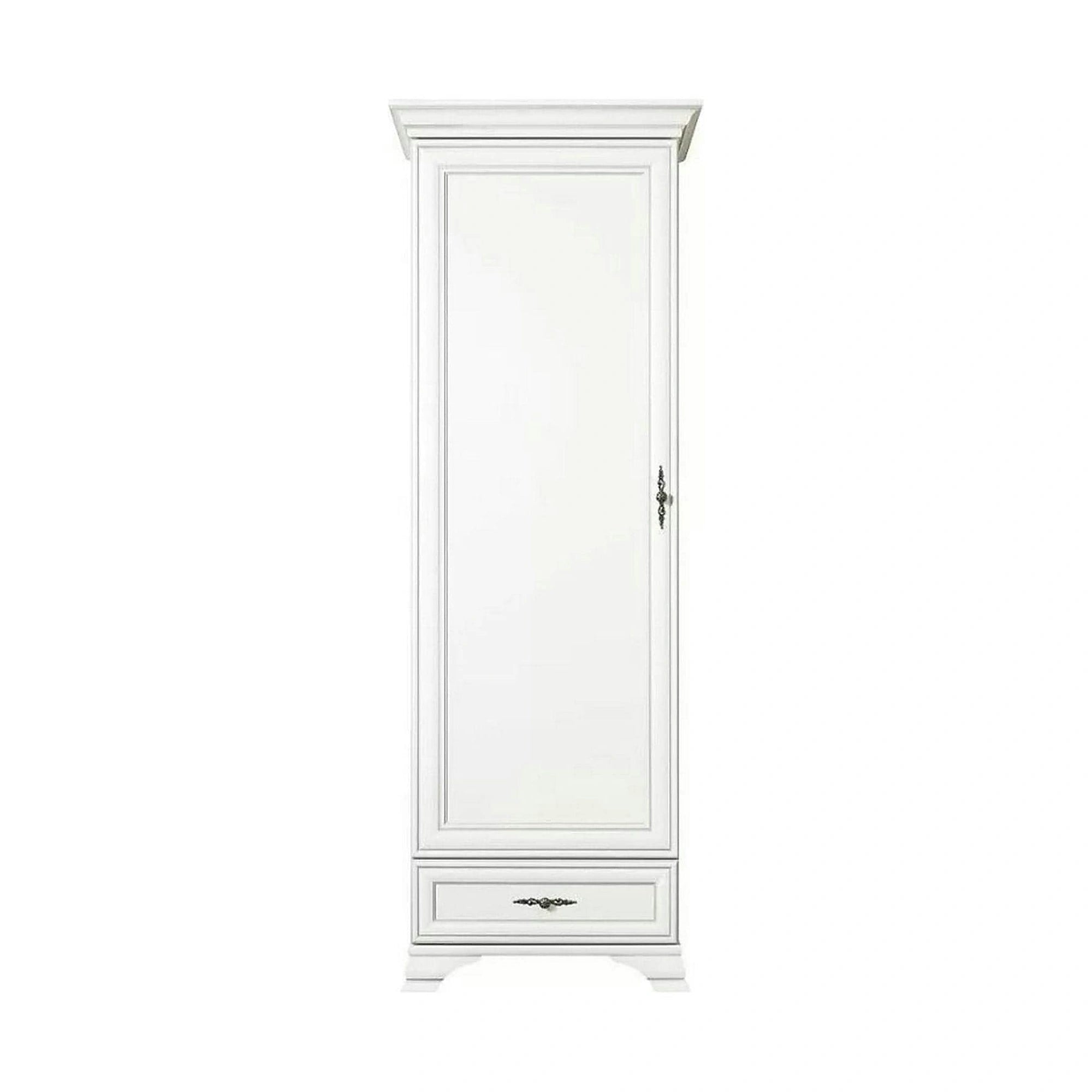 Mobilier living alb clasic IDENTO 4, format din dulap, vitrina si comoda TV