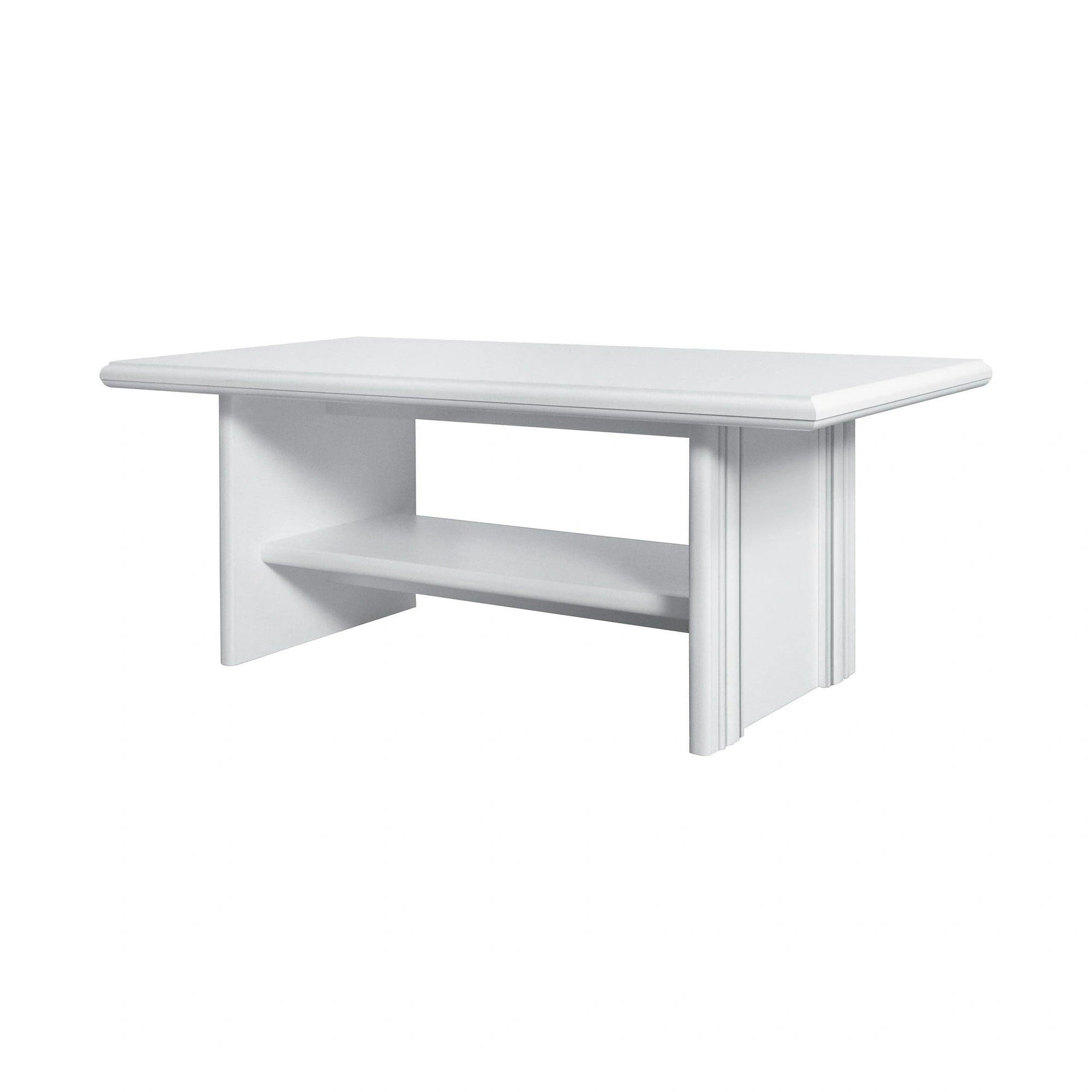 Mobilier living alb clasic IDENTO 7, format din vitrina, dulap, comoda, masuta cafea si comoda TV