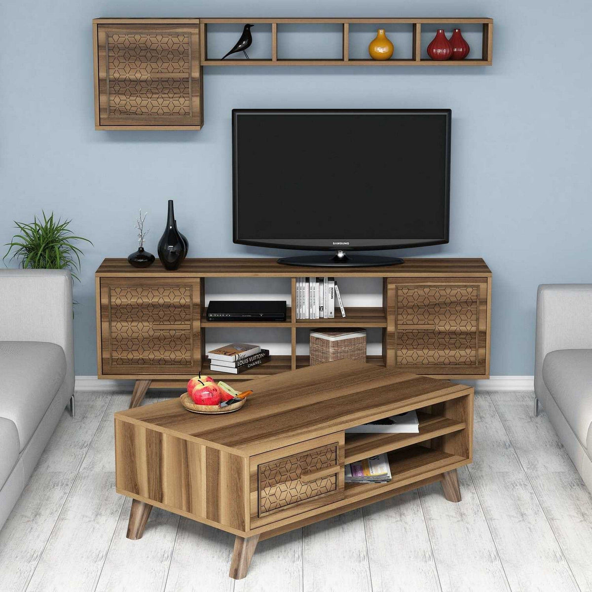 Mobilier living AYLA, nuc, PAL melaminat, 4 piese