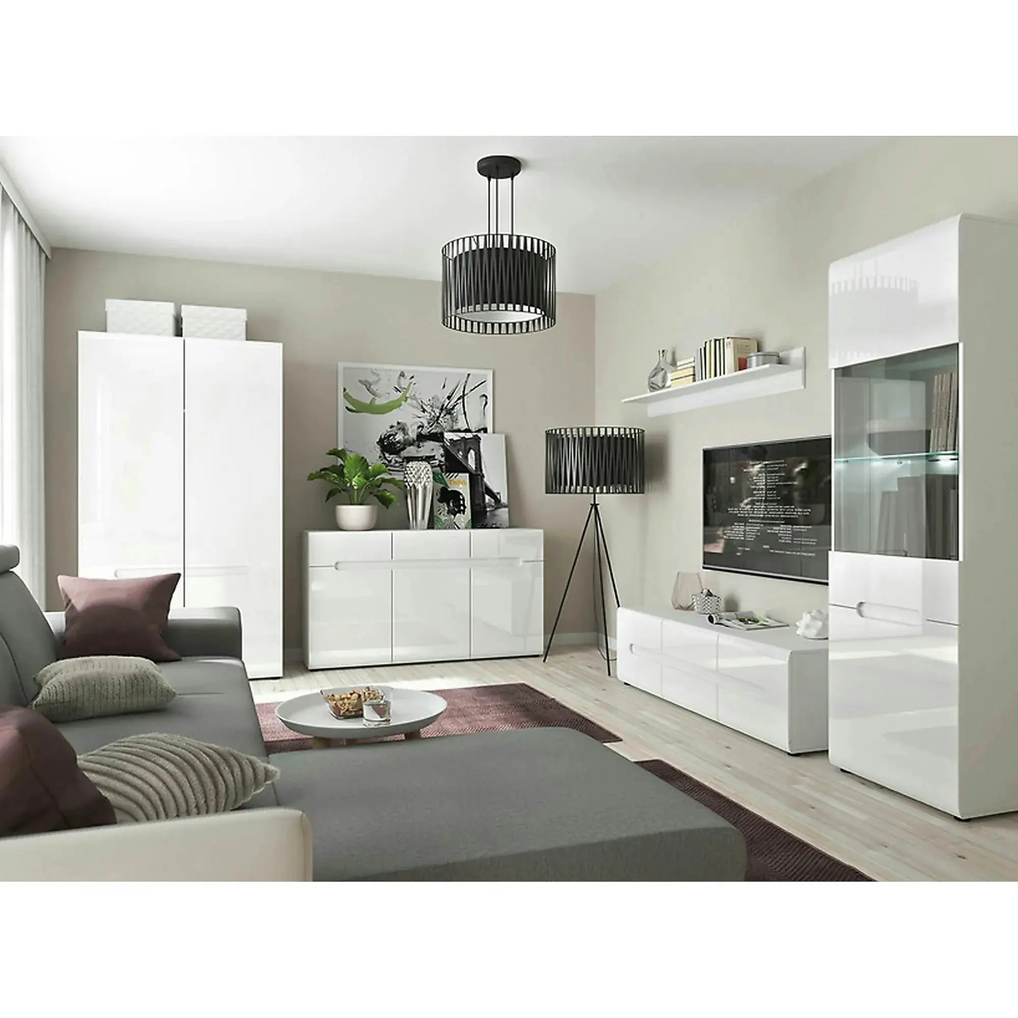 Mobilier living AZTECA TRIO, alb, PAL, 2 piese