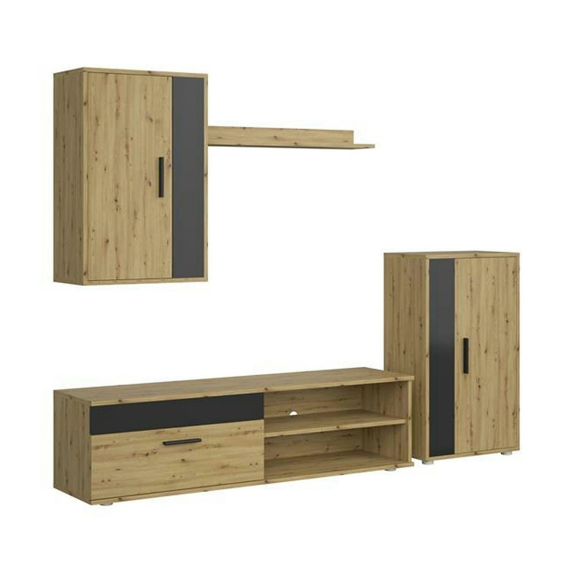 Mobilier living BENSON, stejar artisan/negru, PAL