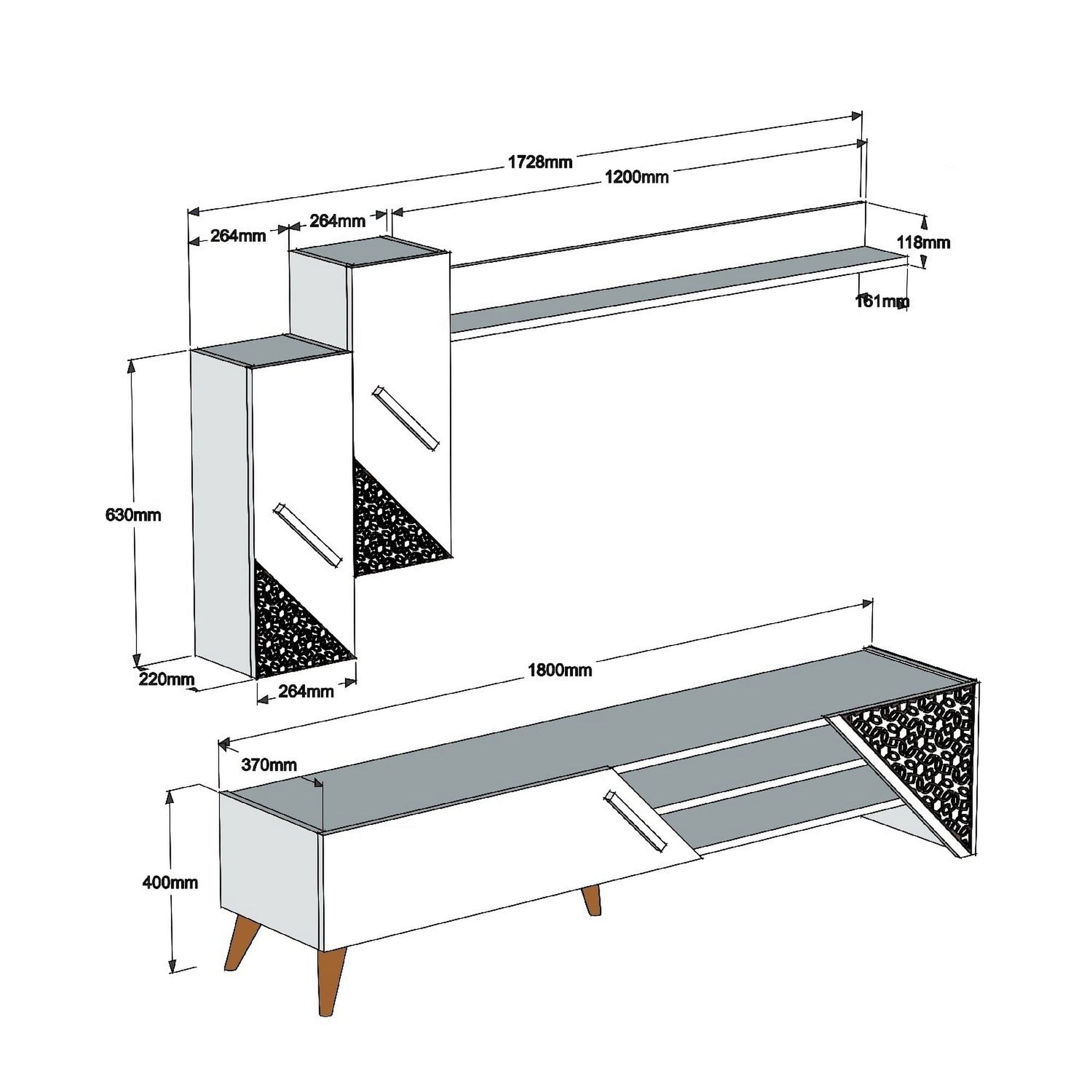 Mobilier living BERIL, nuc, PAL melaminat, 3 piese