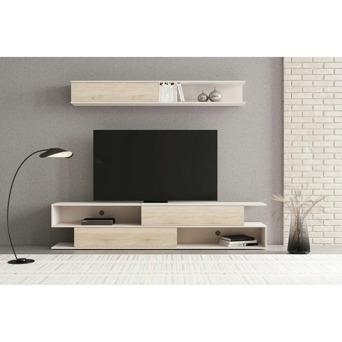 Mobilier living BRIK, stejar sonoma/casmir, PAL, 240x40x190 cm