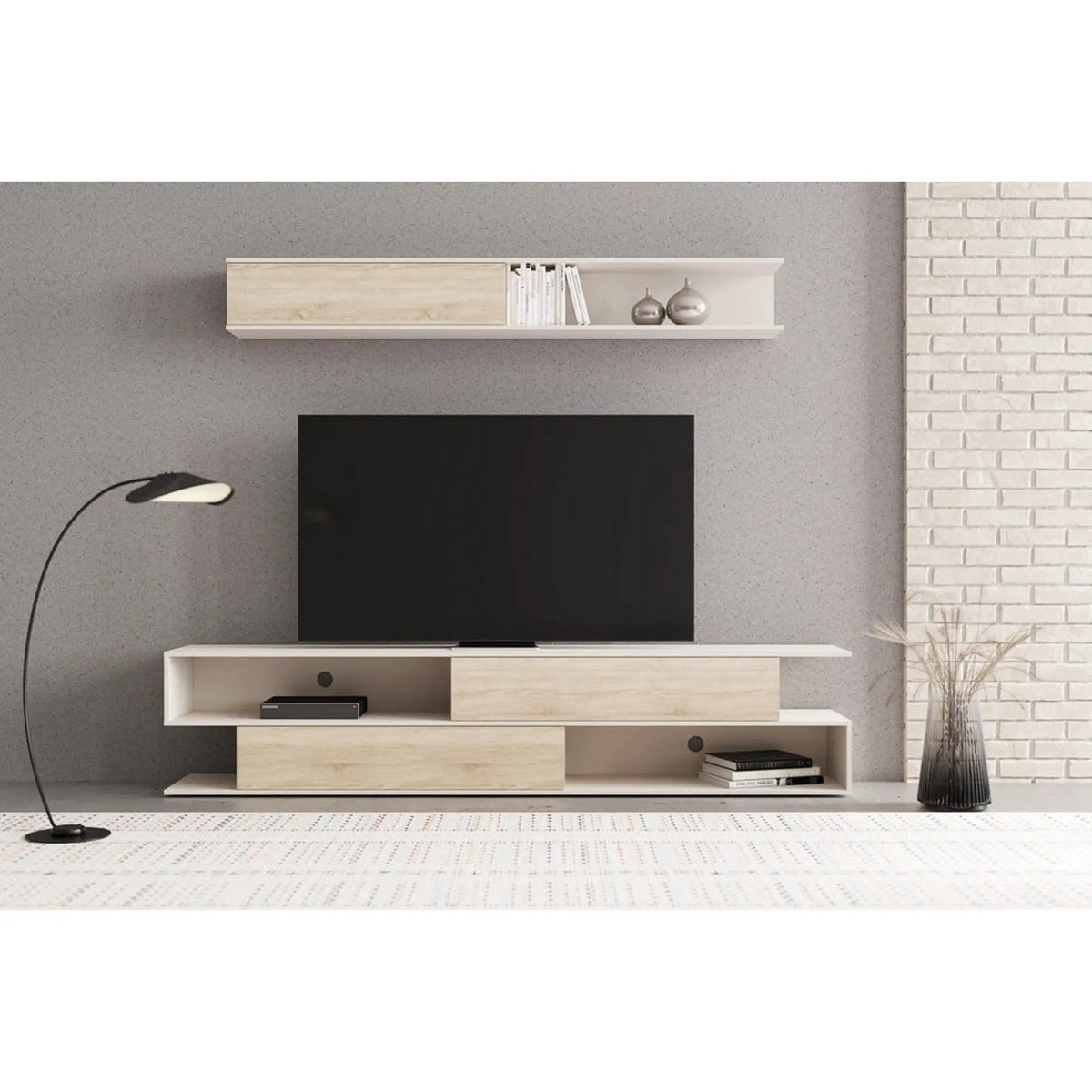 Mobilier living BRIK, stejar sonoma/casmir, PAL, 240x40x190 cm