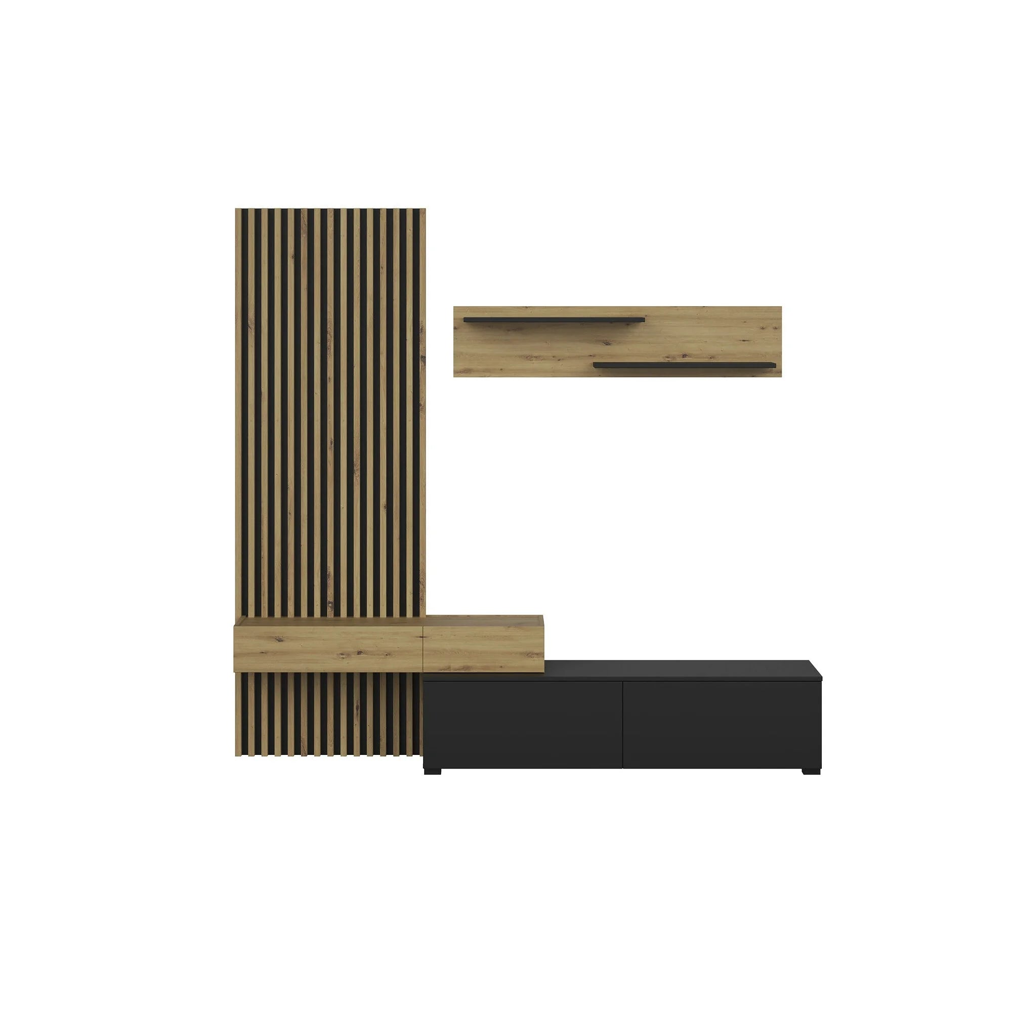 Mobilier living CAMINO, stejar artisan/negru, PAL laminat