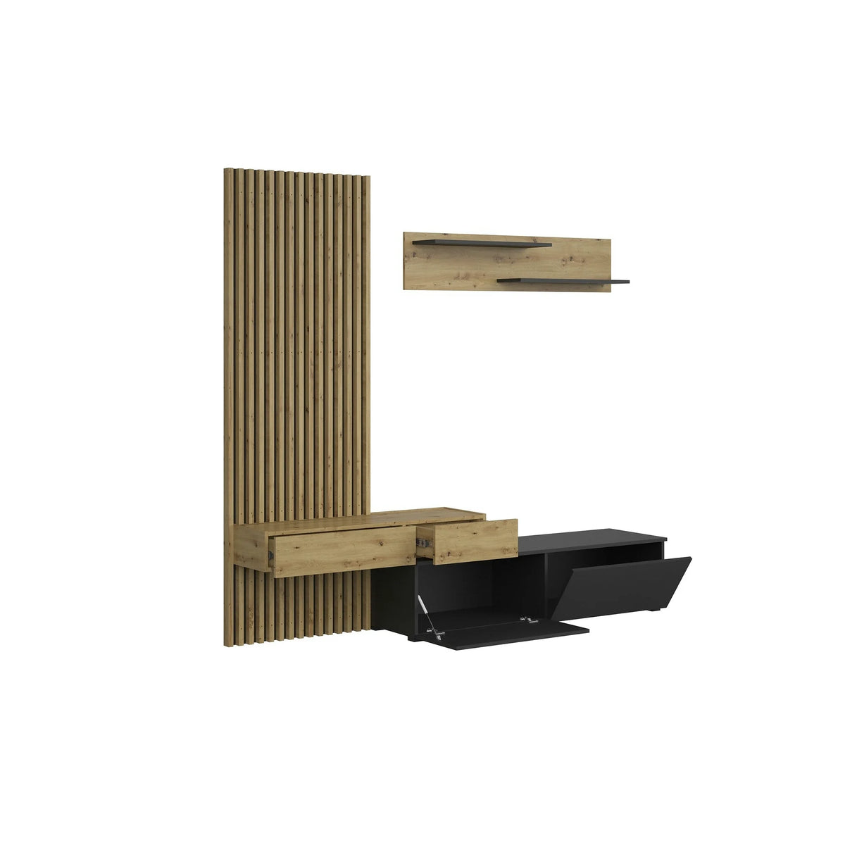 Mobilier living CAMINO, stejar artisan/negru, PAL laminat