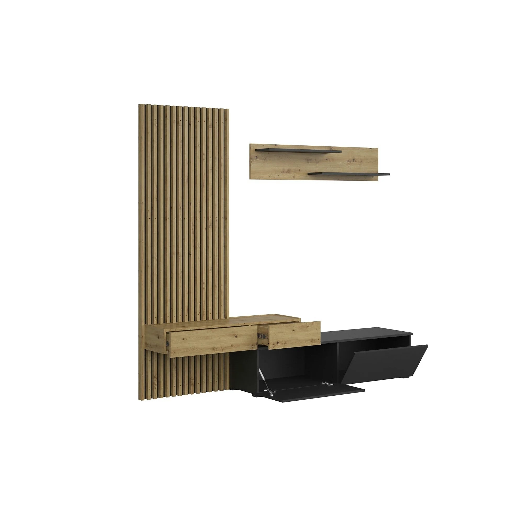Mobilier living CAMINO, stejar artisan/negru, PAL laminat