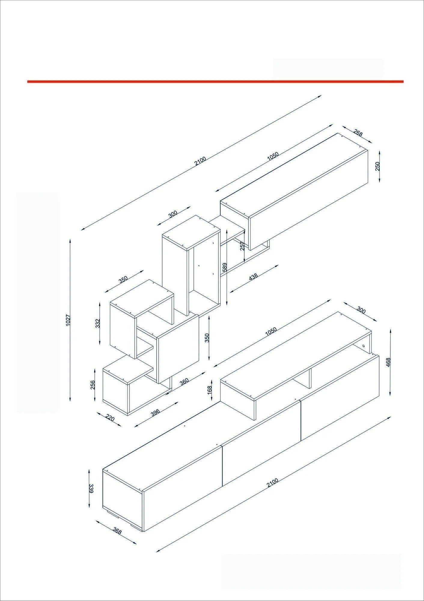 Mobilier living ELIT, alb/nuc, PAL melaminat, 4 piese