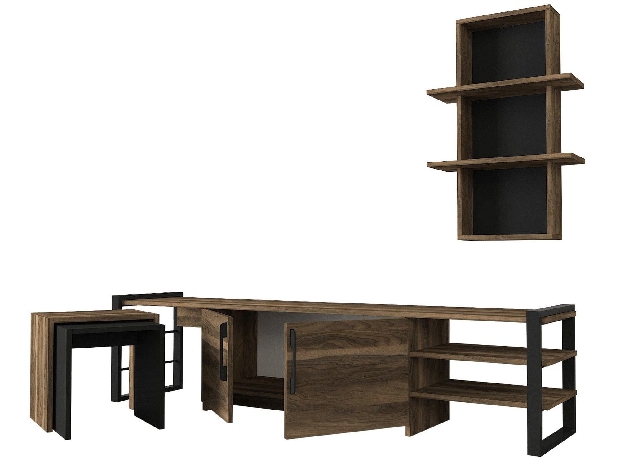 Mobilier living EPICA, nuc/negru, PAL melaminat, 4 piese