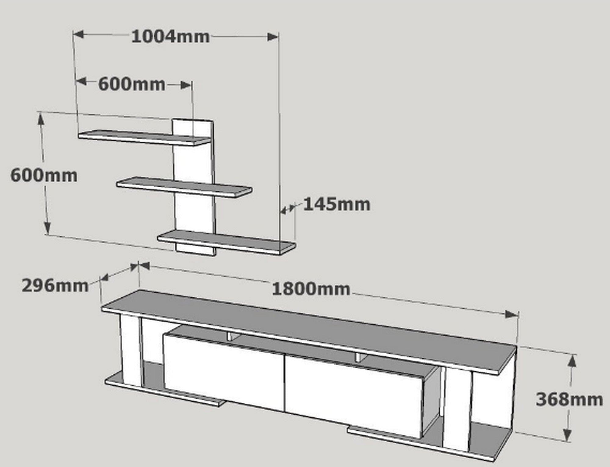 Mobilier living GAME, alb, PAL melaminat, 2 piese