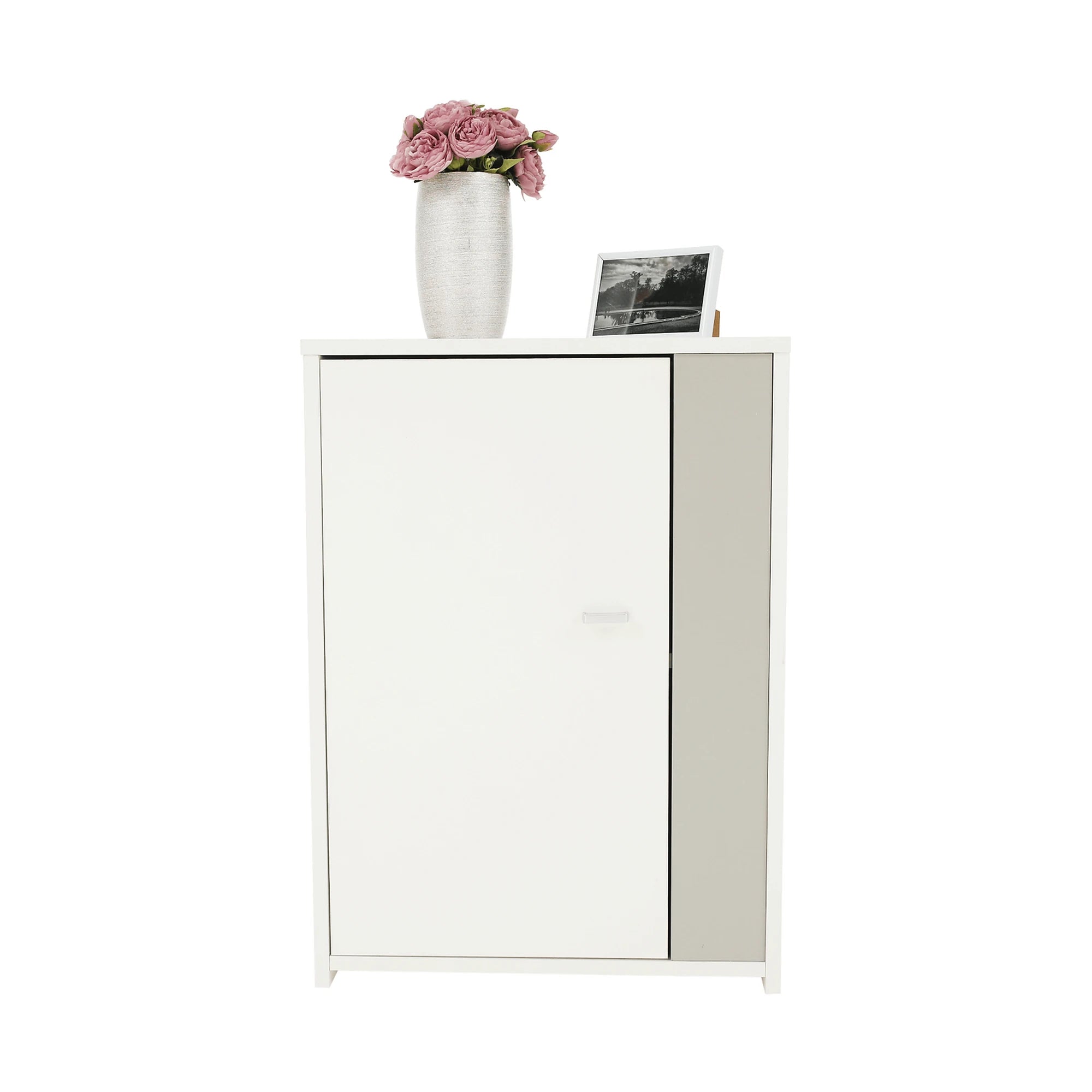 Mobilier living GENTA, PAL melaminat, alb/gri, 4 piese, 210x42x180 cm