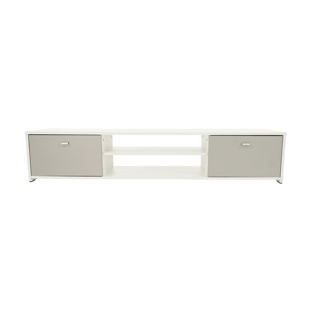 Mobilier living GENTA, PAL melaminat, alb/gri, 4 piese, 210x42x180 cm