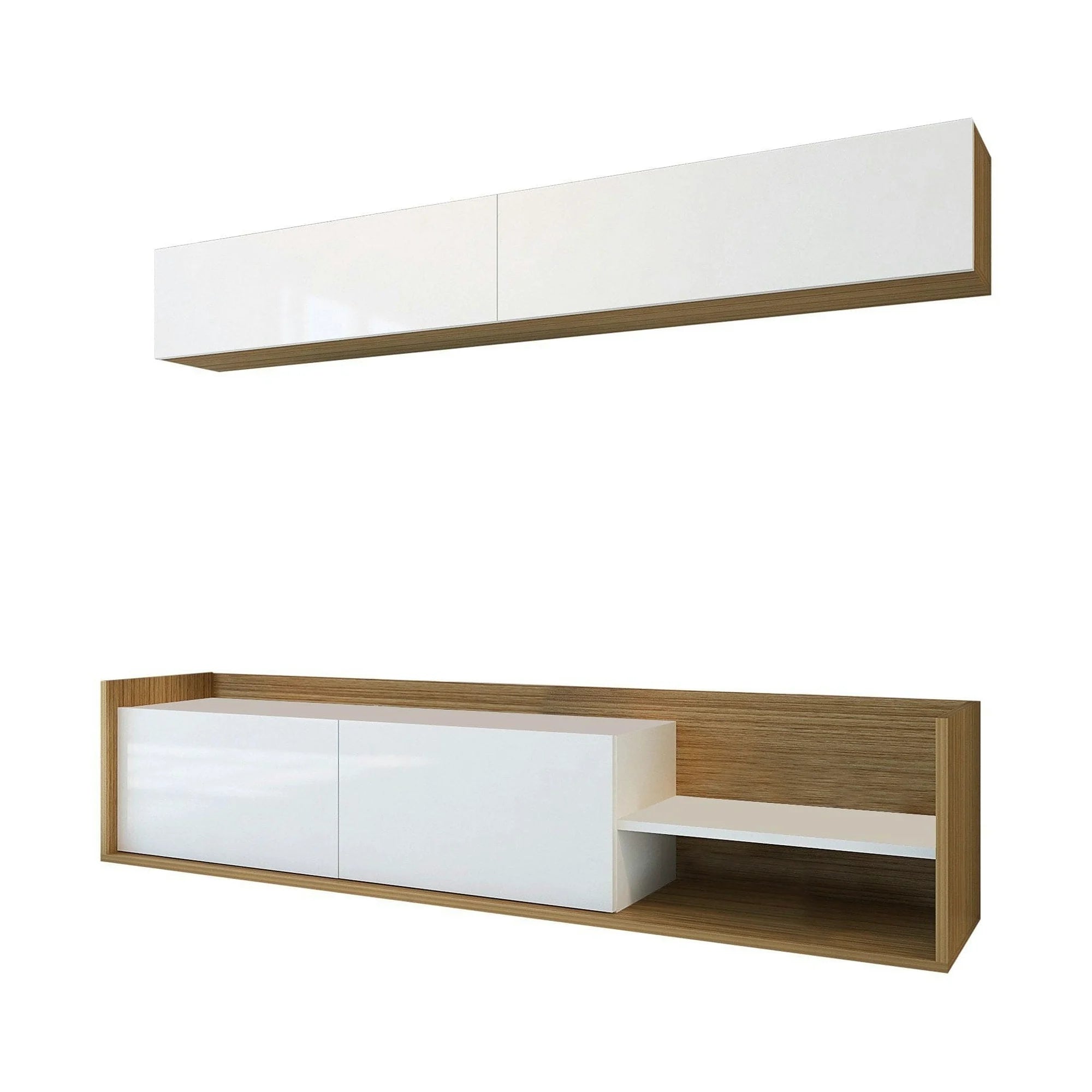 Mobilier living KALE, alb/stejar, PAL melaminat, 2 piese