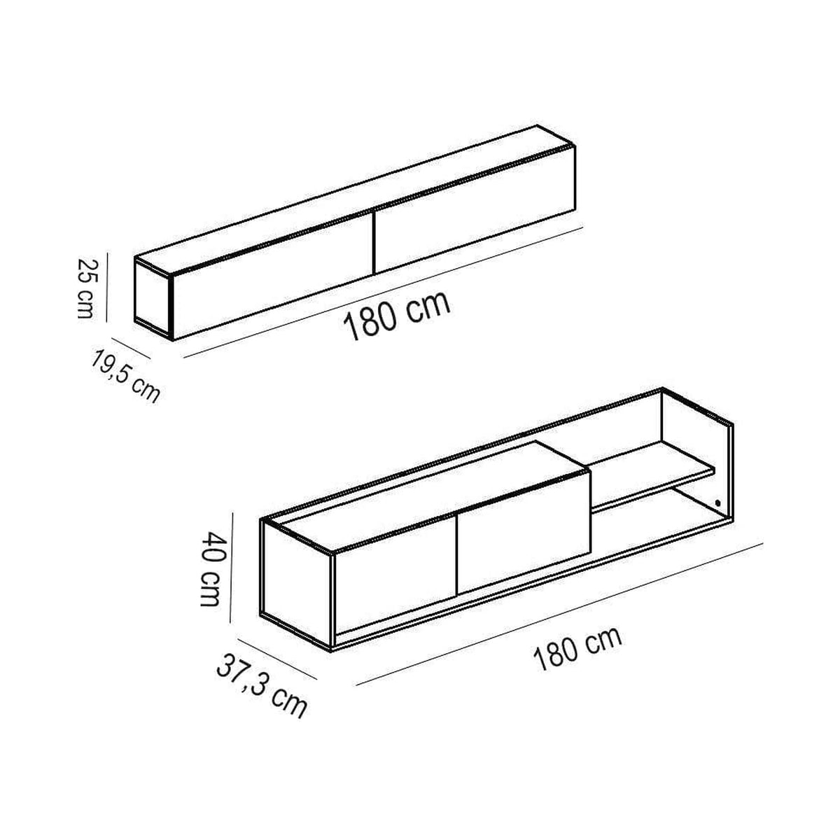 Mobilier living KALE, alb/stejar, PAL melaminat, 2 piese