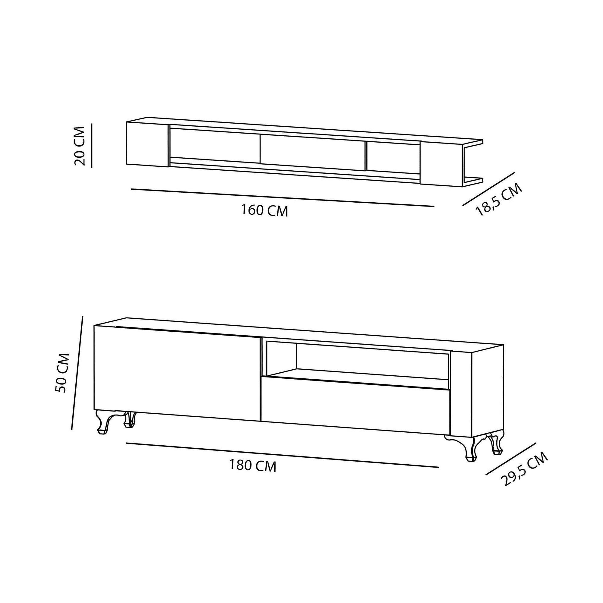 Mobilier living KAR, alb, PAL melaminat, 2 piese
