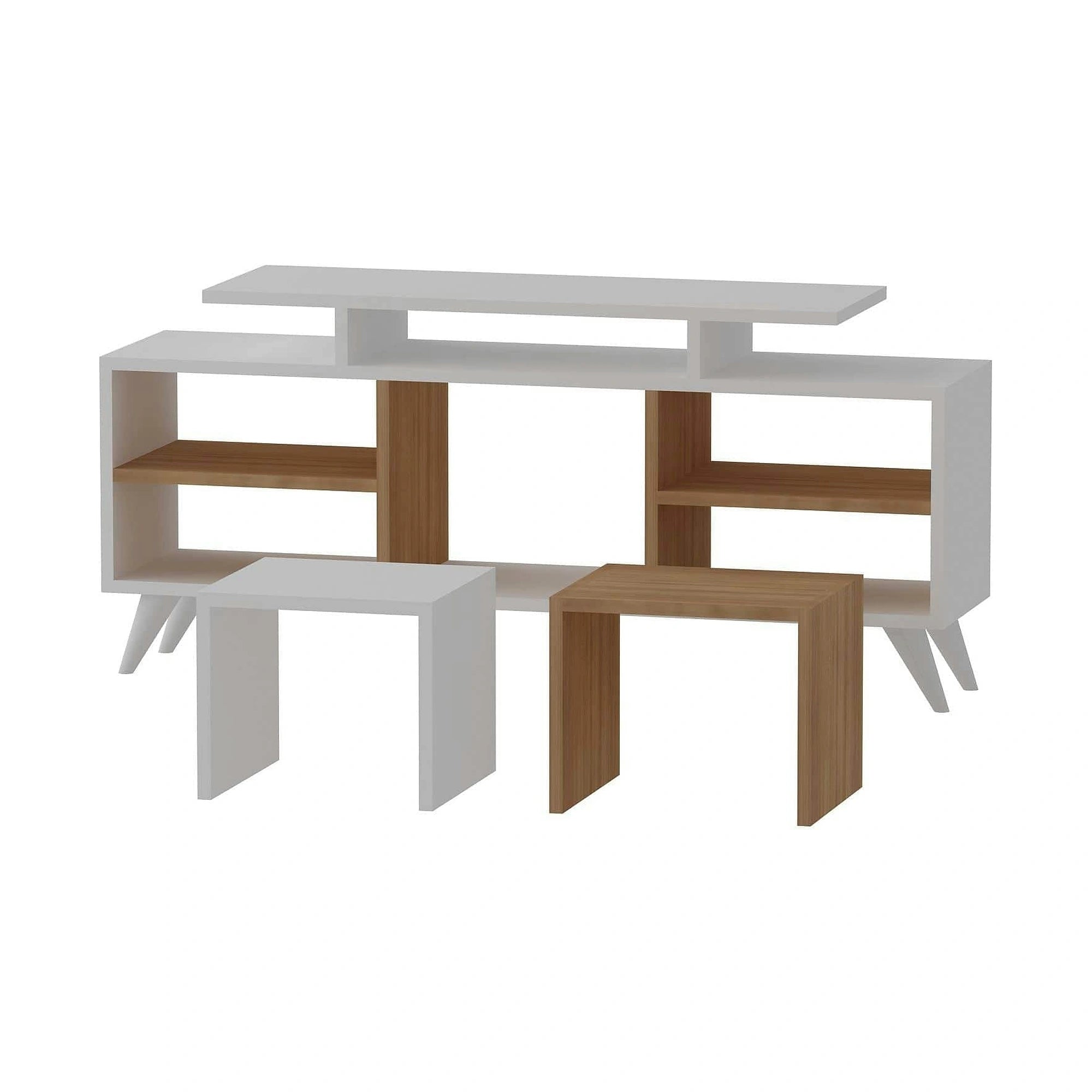 Mobilier living KUTAY, alb/stejar artisan, PAL melaminat, 3 piese, 120x30x57 cm