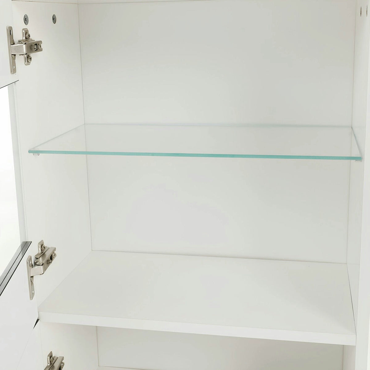 Mobilier living LEO, alb/negru lucios, PAL melaminat/sticla, cu iluminare LED, 7 piese, 250x42x180 cm