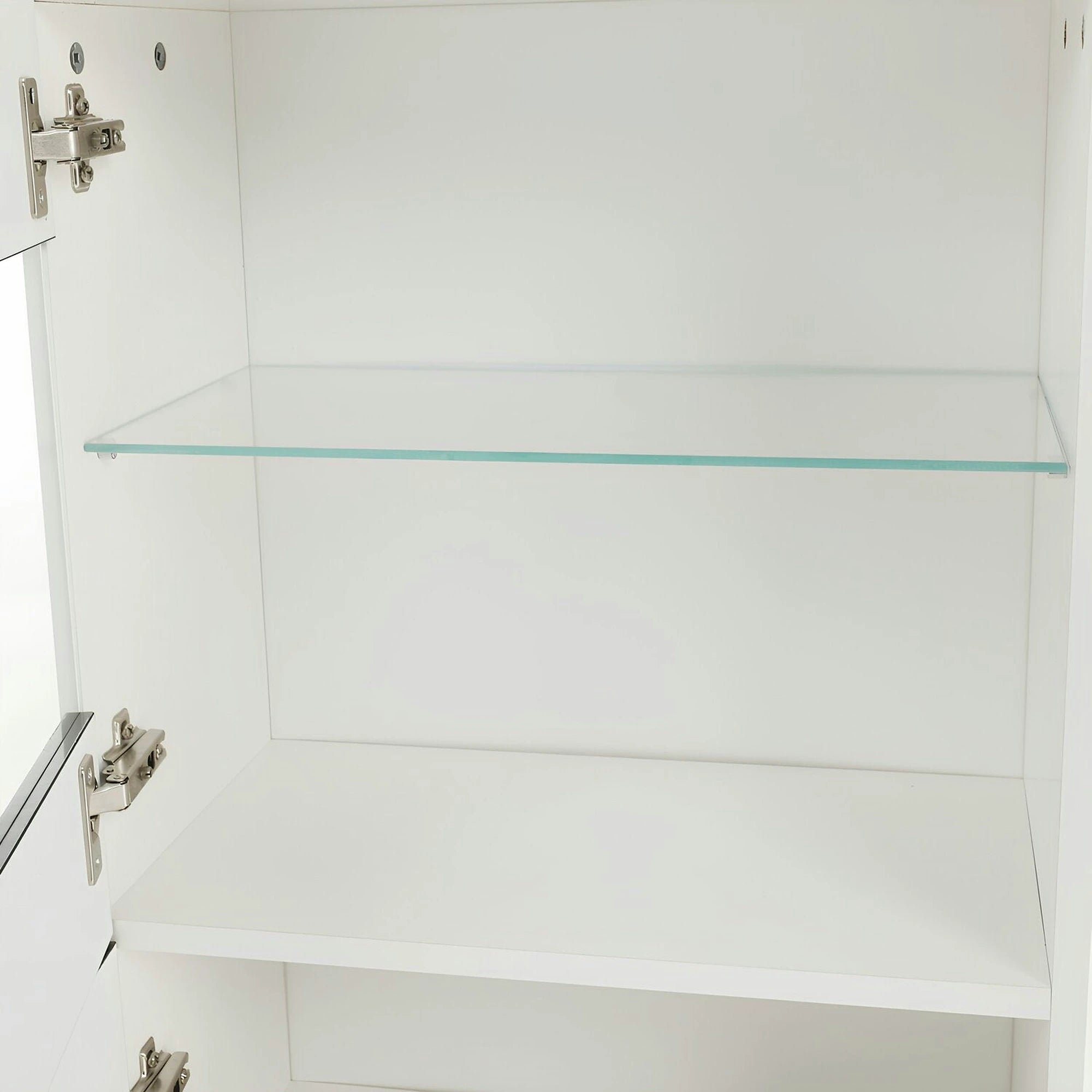 Mobilier living LEO, alb/negru lucios, PAL melaminat/sticla, cu iluminare LED, 7 piese, 250x42x180 cm