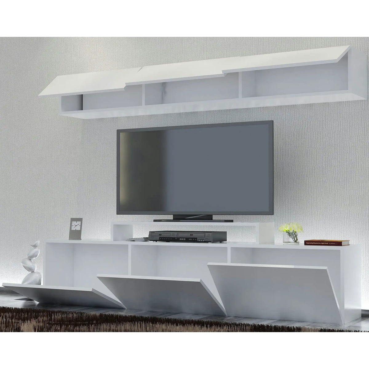 Mobilier living LINE, alb, PAL melaminat, 2 piese