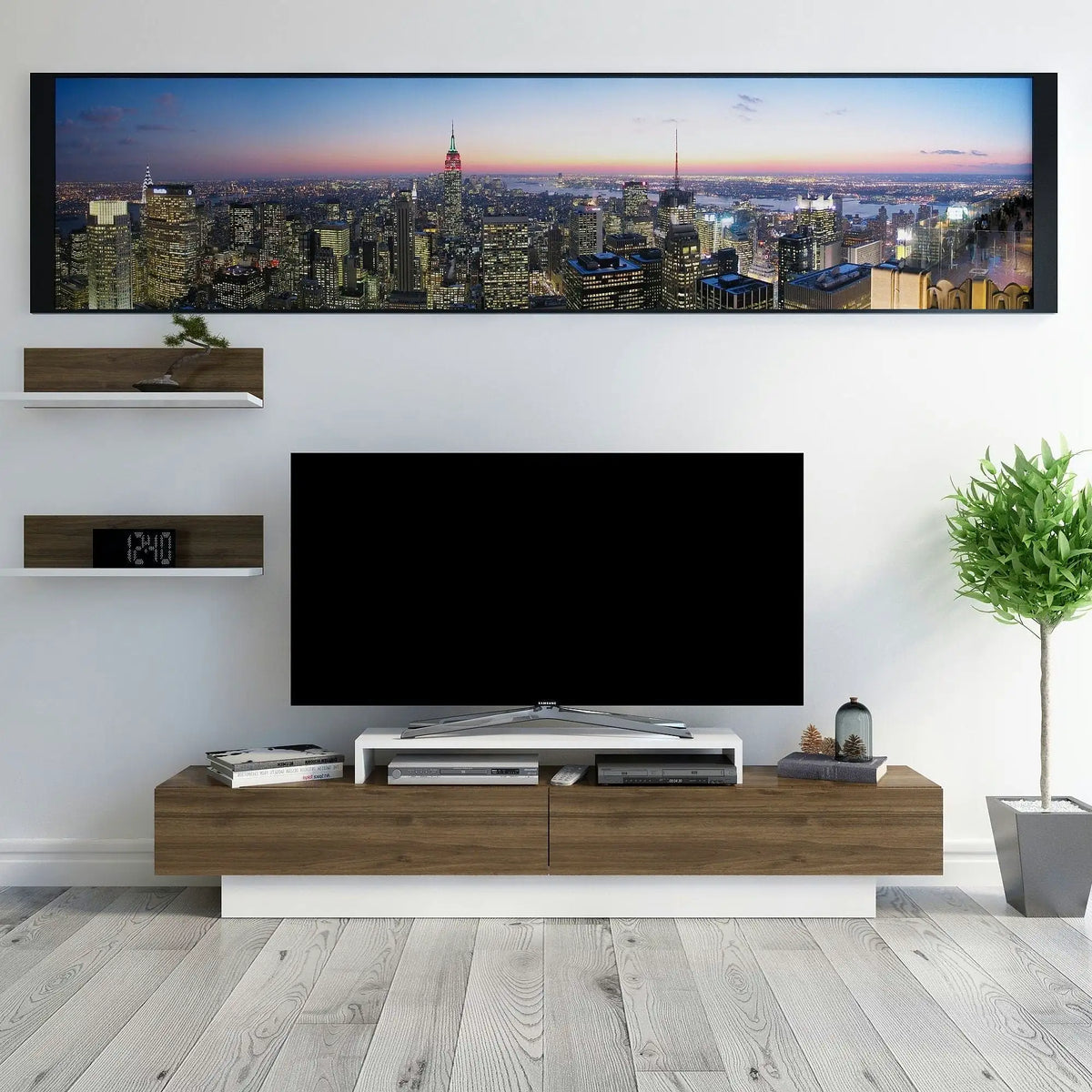 Mobilier living LUSI, nuc/alb, PAL melaminat, 3 piese