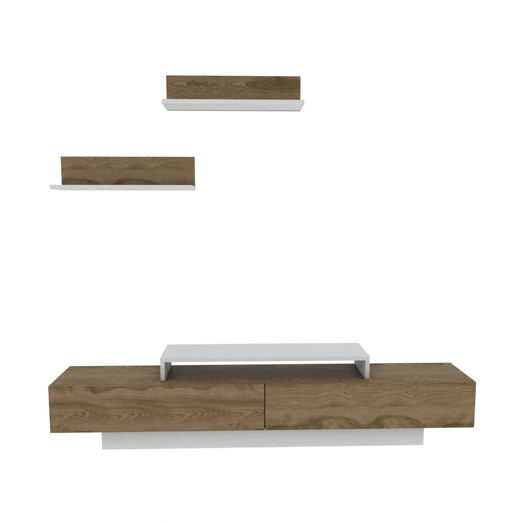Mobilier living LUSI, stejar inchis/alb, PAL melaminat, 3 piese