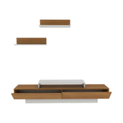 Mobilier living LUSI, stejar miere/alb, PAL melaminat, 3 piese