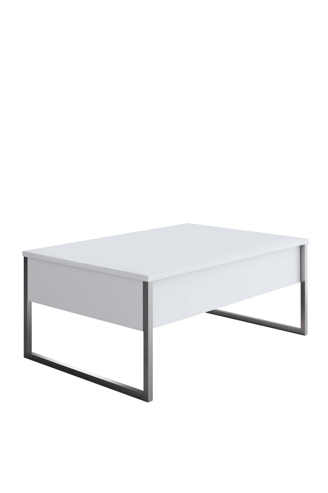 Mobilier living LUXE, alb/argintiu, PAL melaminat/metal, 3 piese