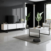 Mobilier living LUXE, alb/negru, PAL melaminat/metal, 2 piese