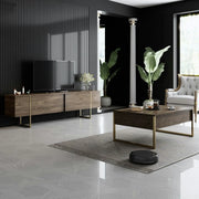 Mobilier living LUXE, nuc/auriu, PAL melaminat/metal, 2 piese