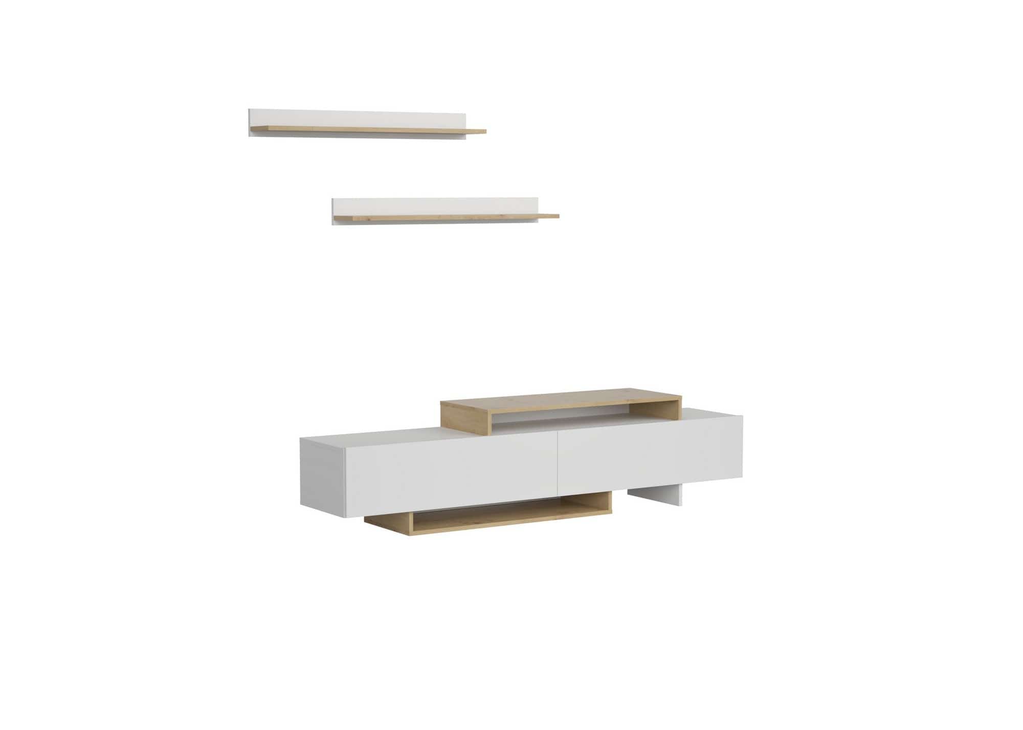 Mobilier living MILANA, pin alb/stejar, PAL, 180x37x180 cm