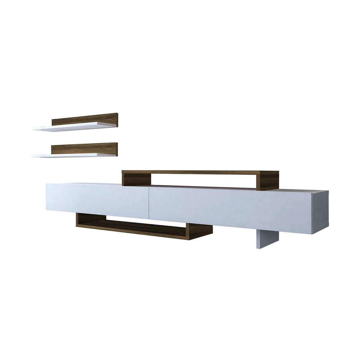 Mobilier living NIRVANA, alb/stejar inchis, PAL melaminat, 3 piese