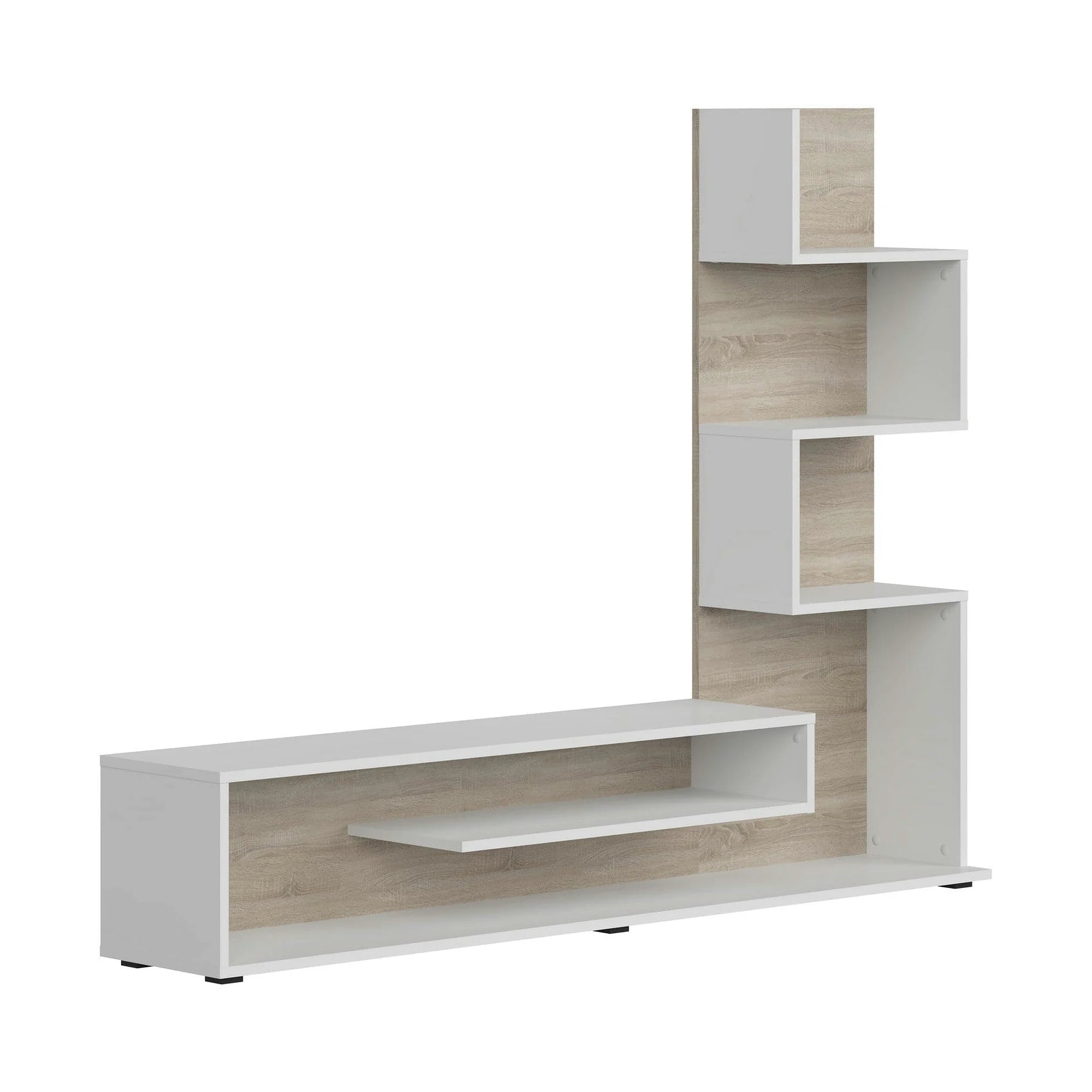 Mobilier living SNAKE, alb/stejar, PAL, 160x29x130 cm