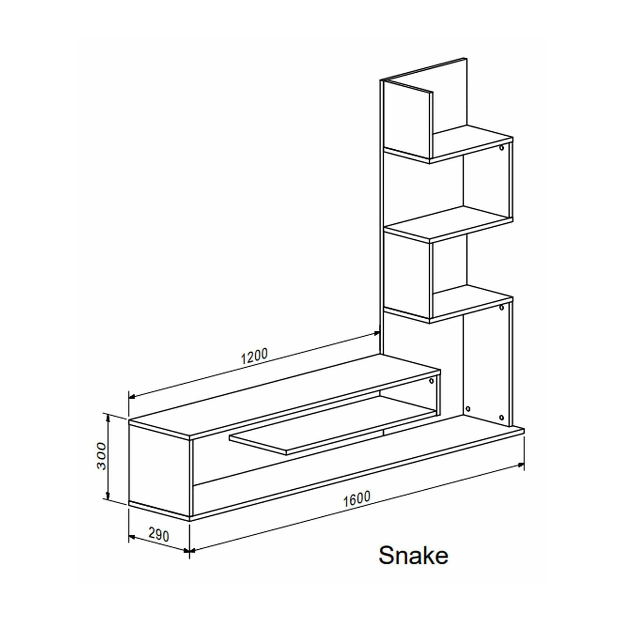 Mobilier living SNAKE, alb/stejar, PAL, 160x29x130 cm