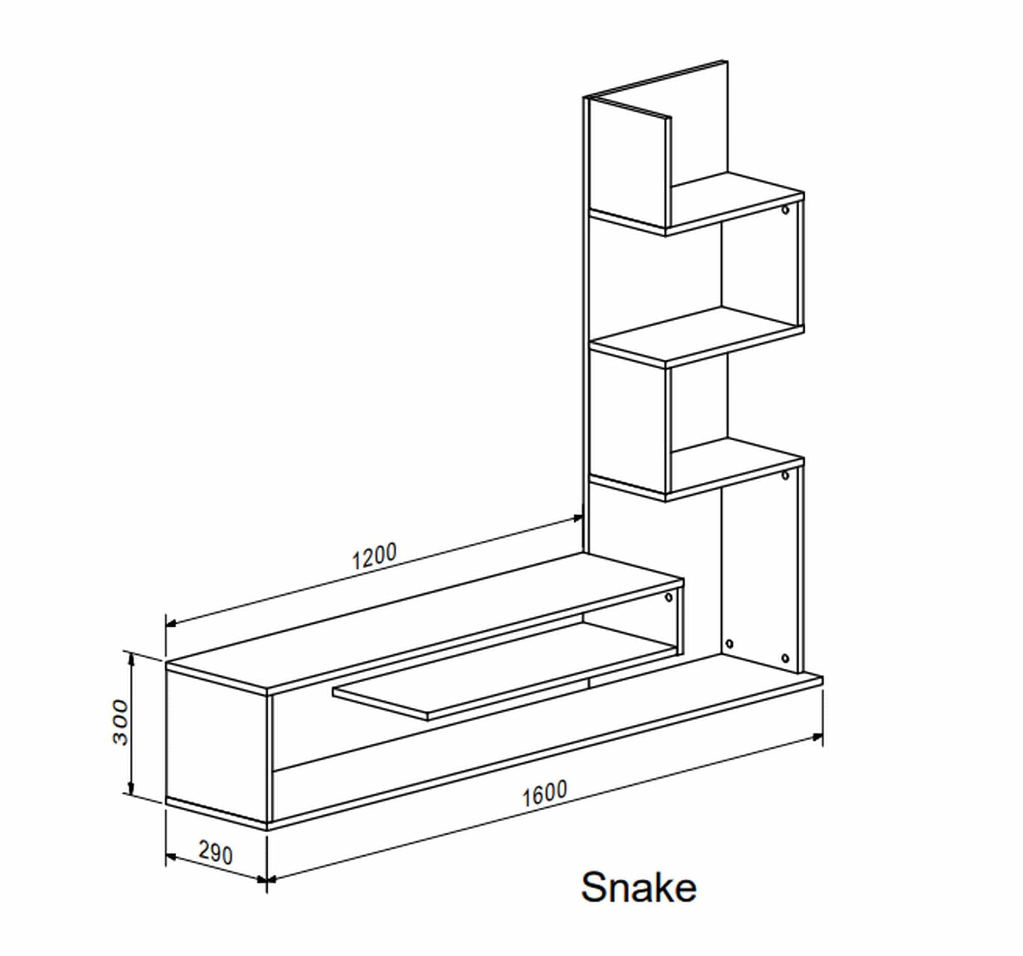Mobilier living SNAKE, stejar artisan/negru, PAL, 160x29x130 cm
