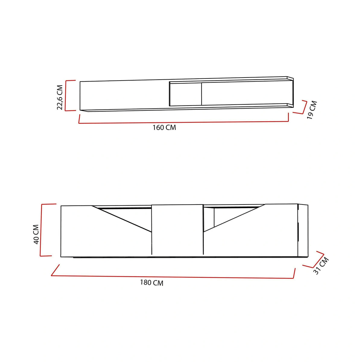 Mobilier living TAC, negru/nuc, PAL melaminat, 2 piese
