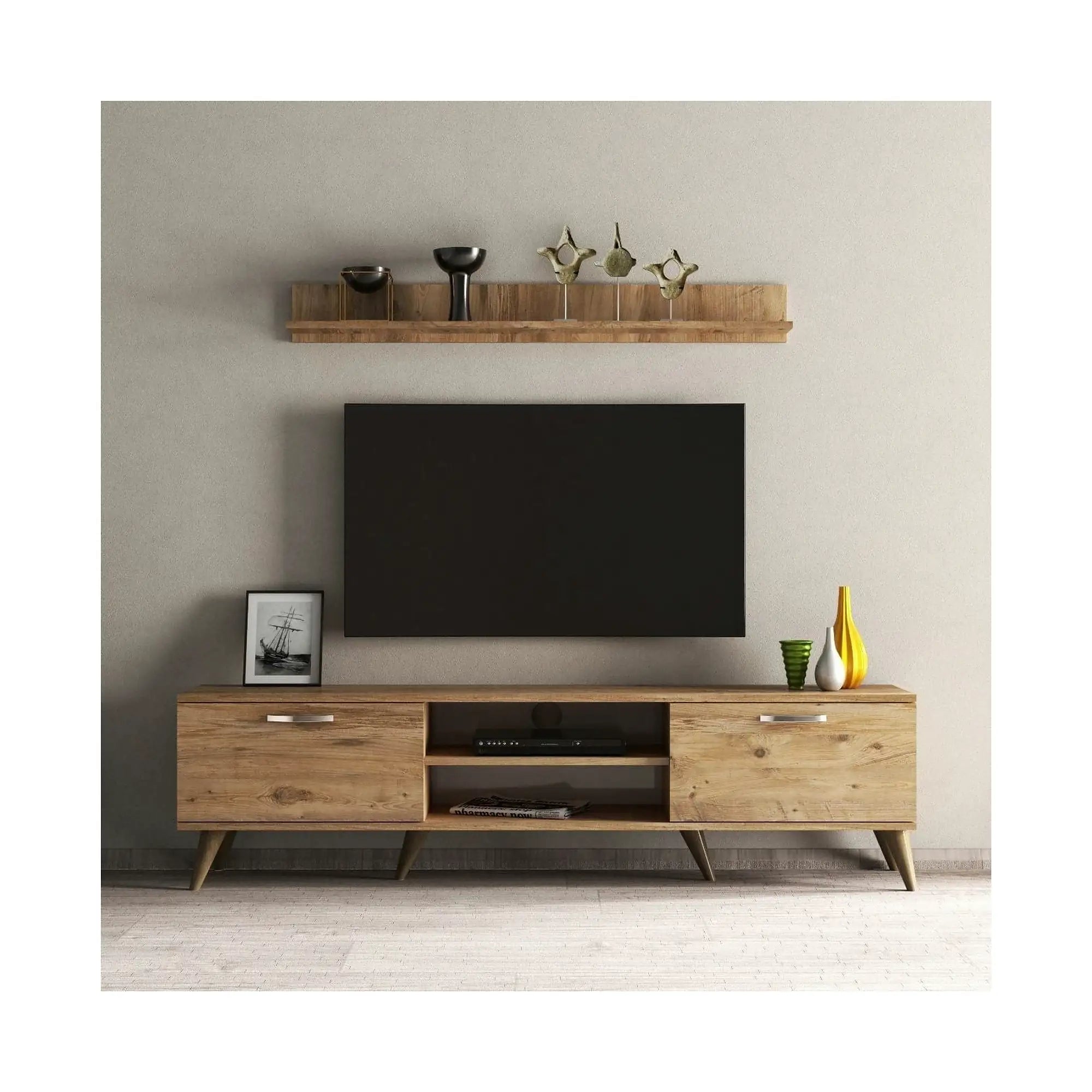 Mobilier living TVU0102, stejar, PAL melaminat, 2 piese