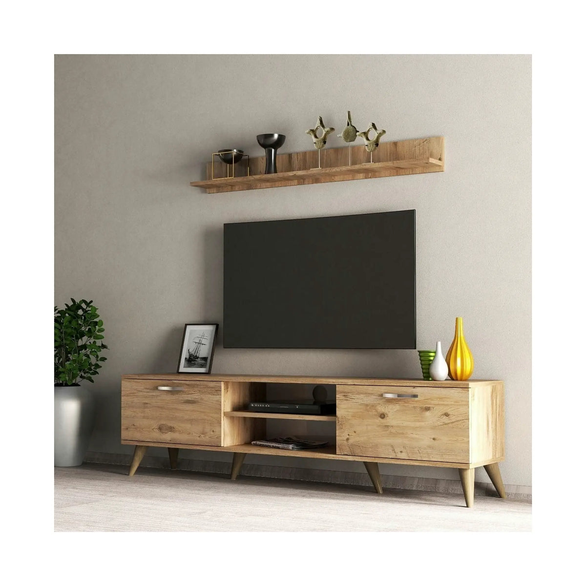 Mobilier living TVU0102, stejar, PAL melaminat, 2 piese