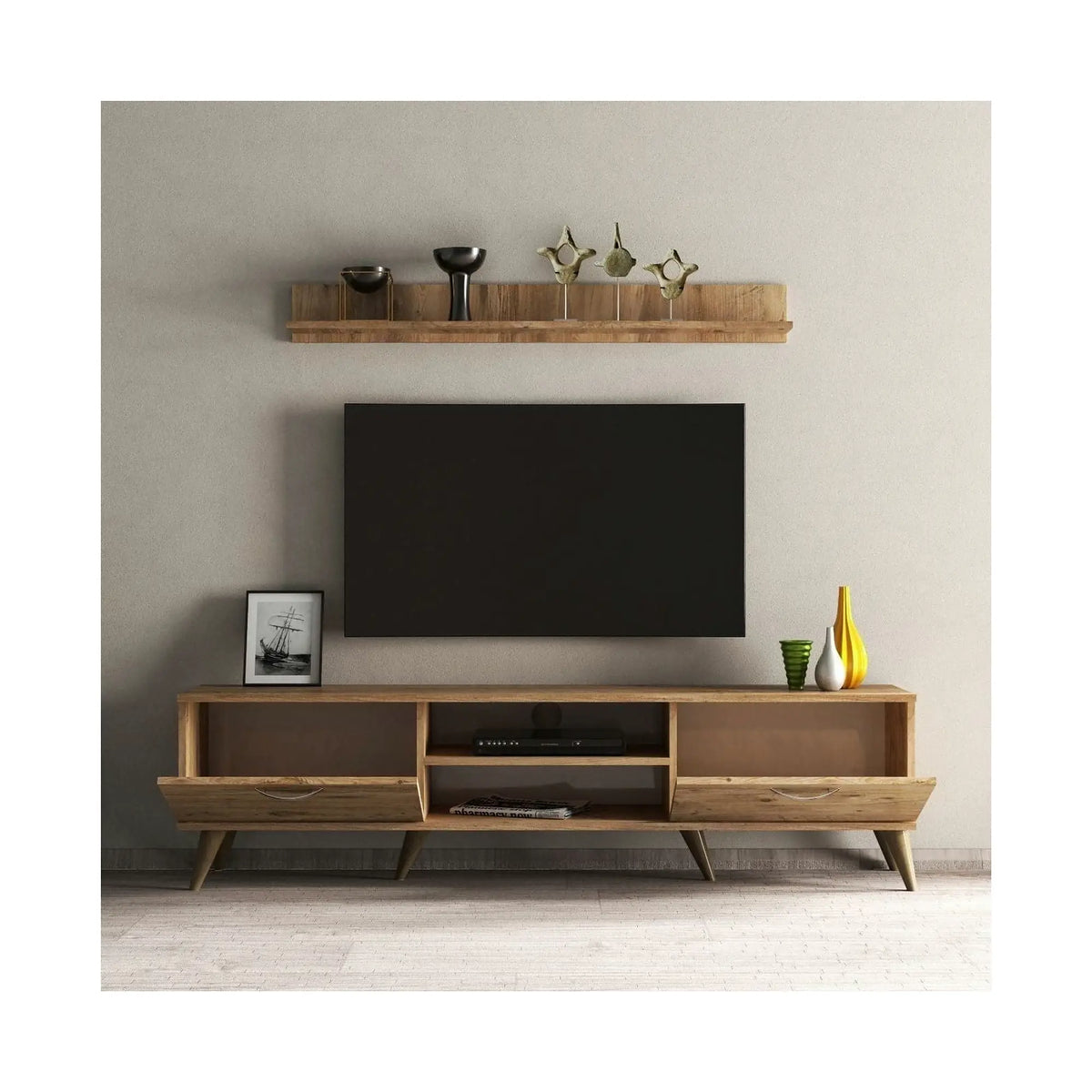 Mobilier living TVU0102, stejar, PAL melaminat, 2 piese