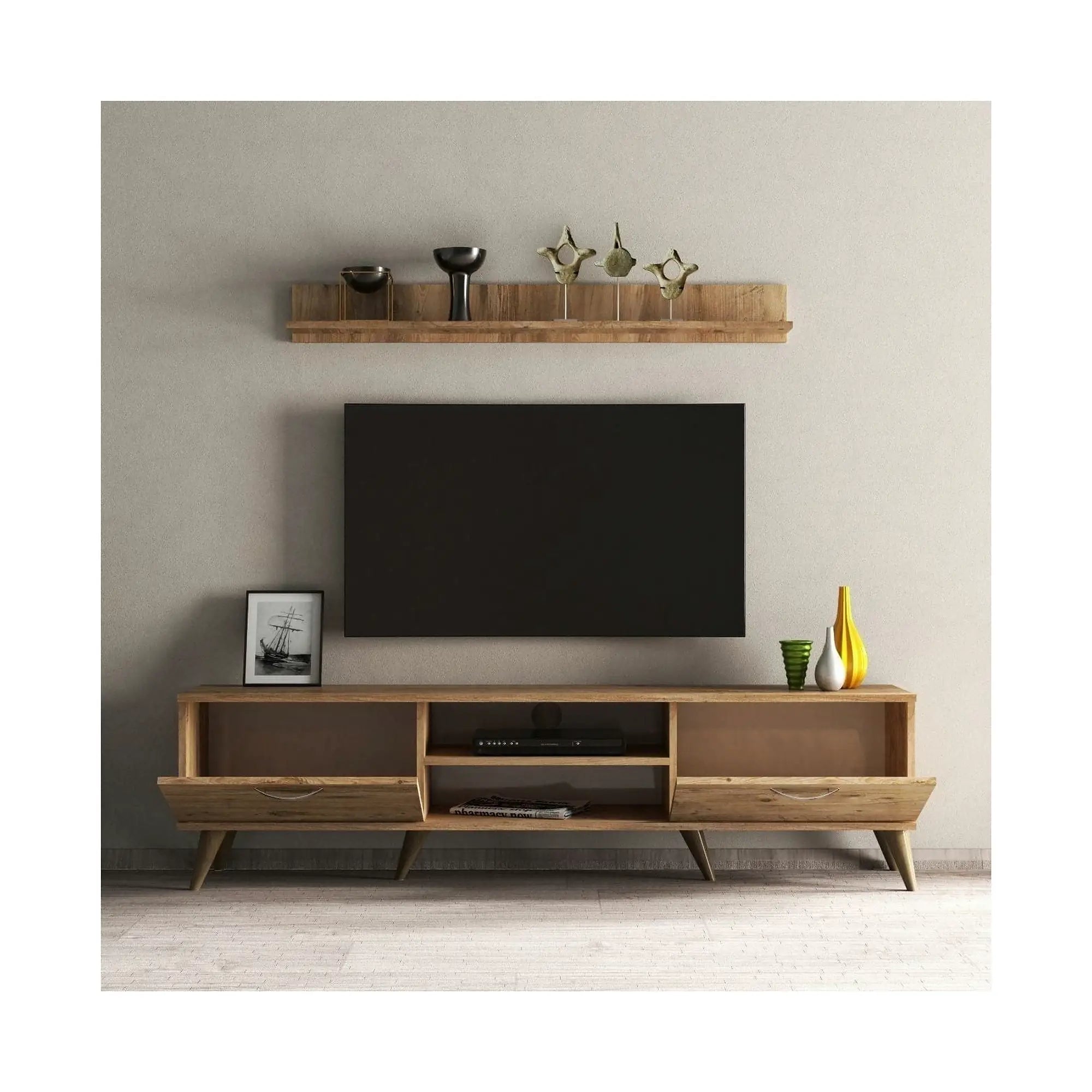 Mobilier living TVU0102, stejar, PAL melaminat, 2 piese