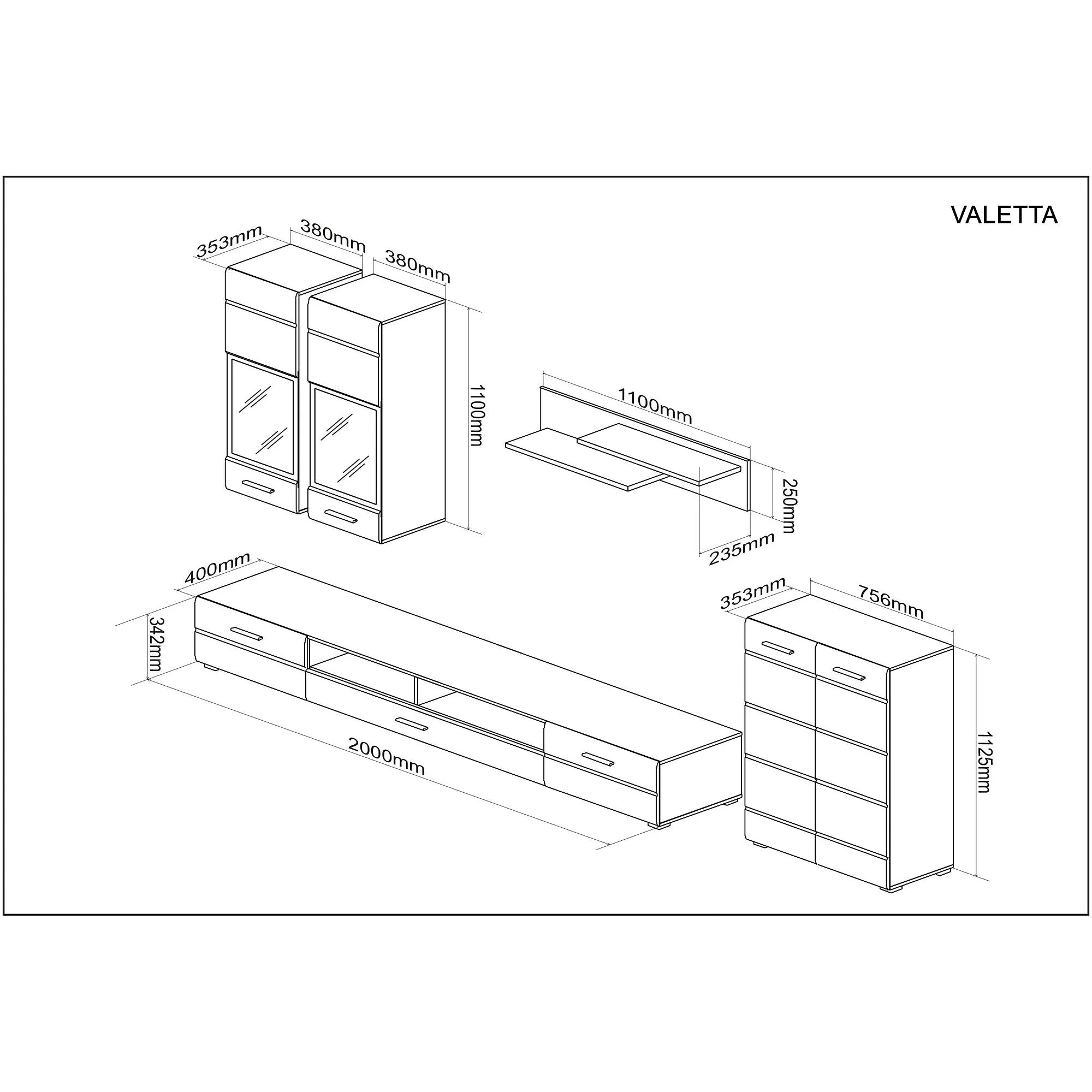 Mobilier living VALETTA, casmir, PAL