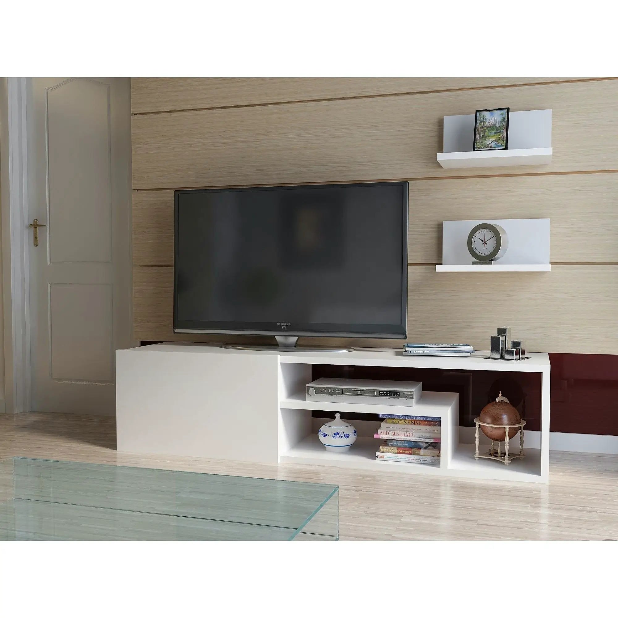 Mobilier living ZEPLIN, alb, PAL melaminat, 3 piese