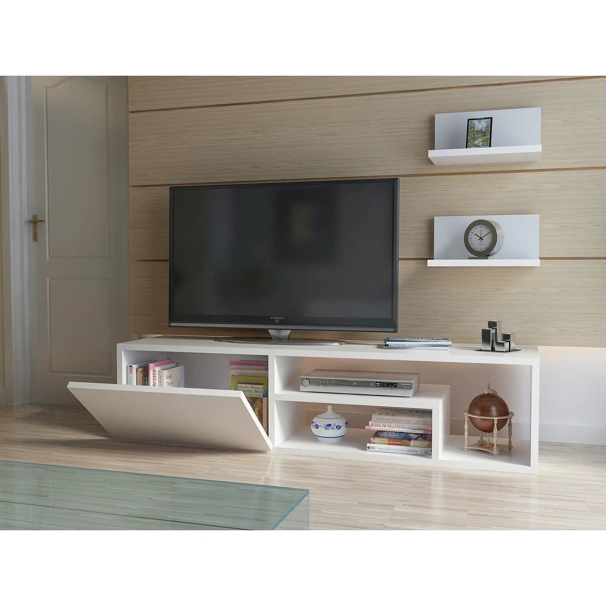 Mobilier living ZEPLIN, alb, PAL melaminat, 3 piese