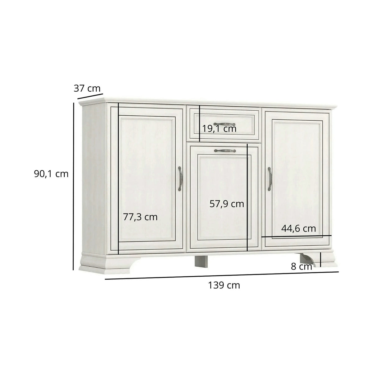 Mobilier sufragerie clasic TIFFANY II-6, grej, PAL laminat, 4 piese