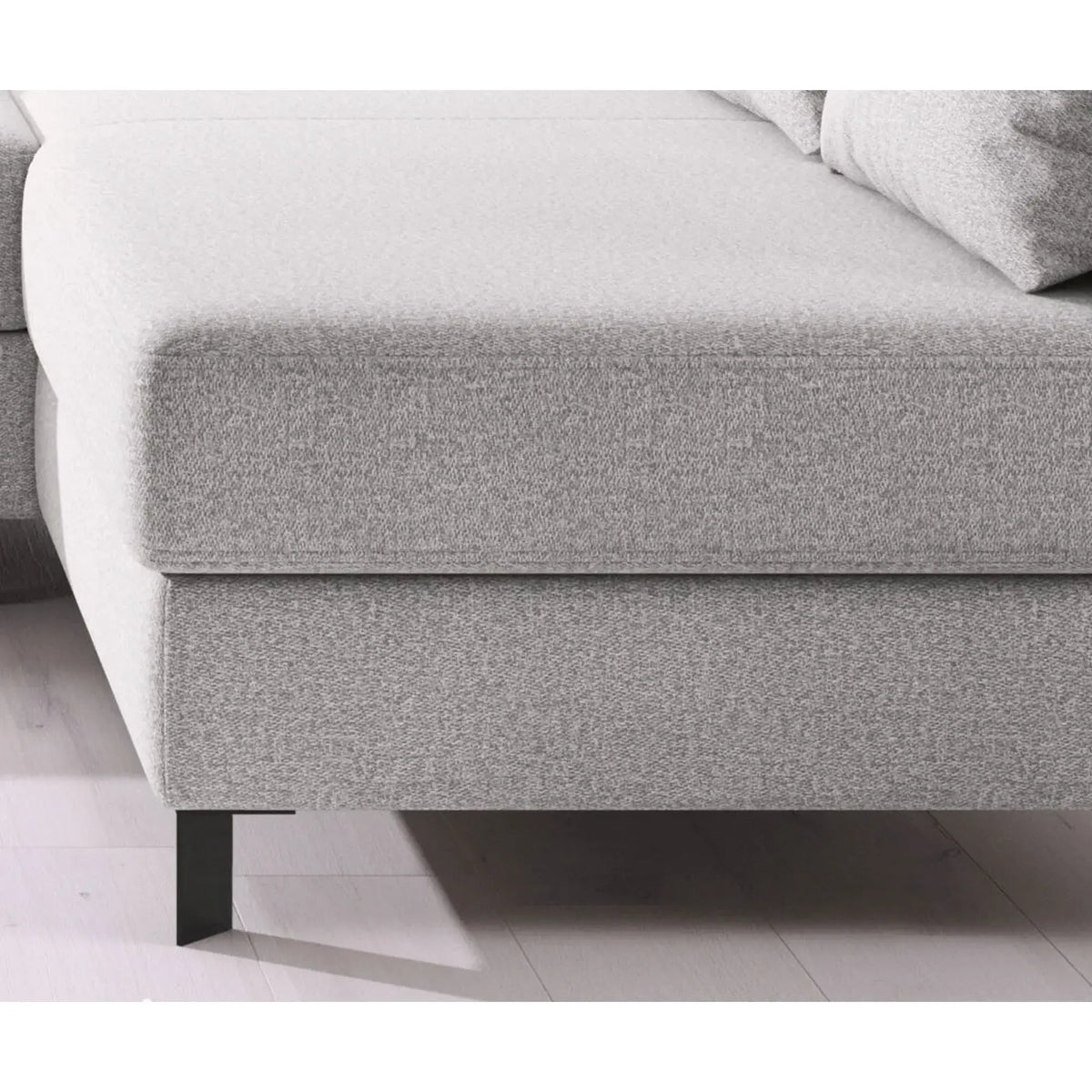 Coltar extensibil MOLINA MINI, sezlong dreapta, stofa catifelata gri - Salvador 13, cu lada depozitare, 277x189x90 cm