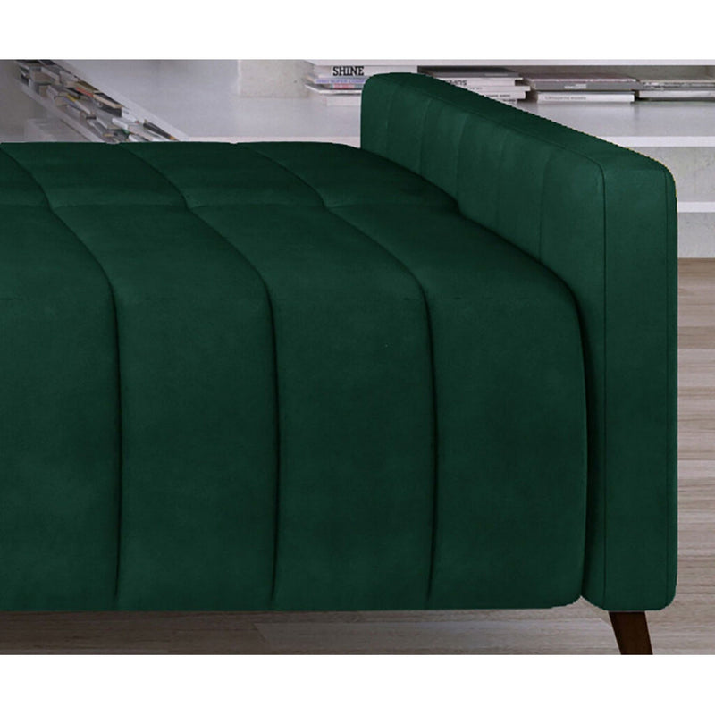 Canapea extensibila Molly, stofa catifelata verde inchis - Terra 75, Gama Premium, 226x101x91 cm