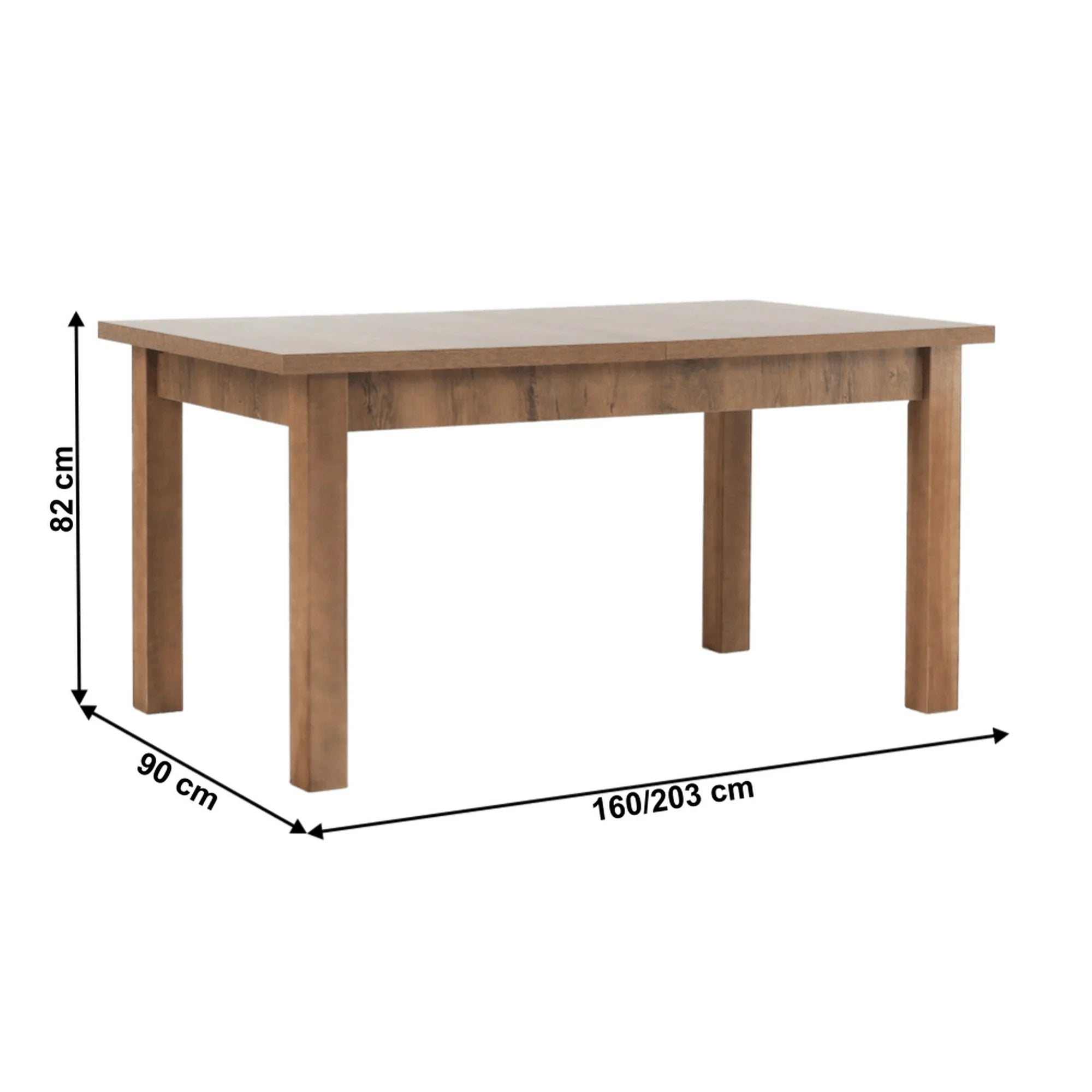 Masa extensibila MONTANA STW, stejar lefkas inchis, PAL melaminat, 160/203x90x82 cm