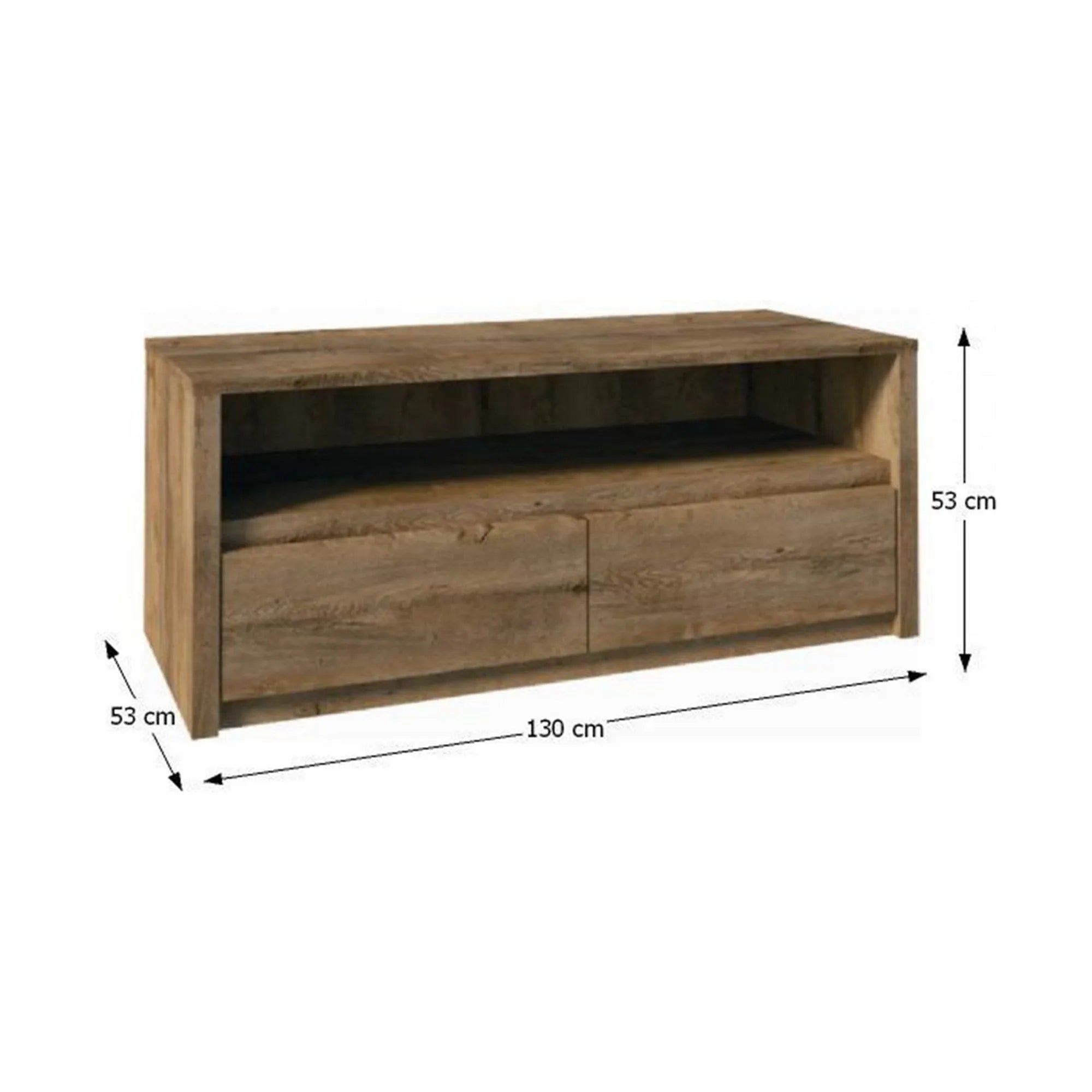 Comoda TV MONTANA, stejar lefkas inchis, PAL, 130x53x53 cm