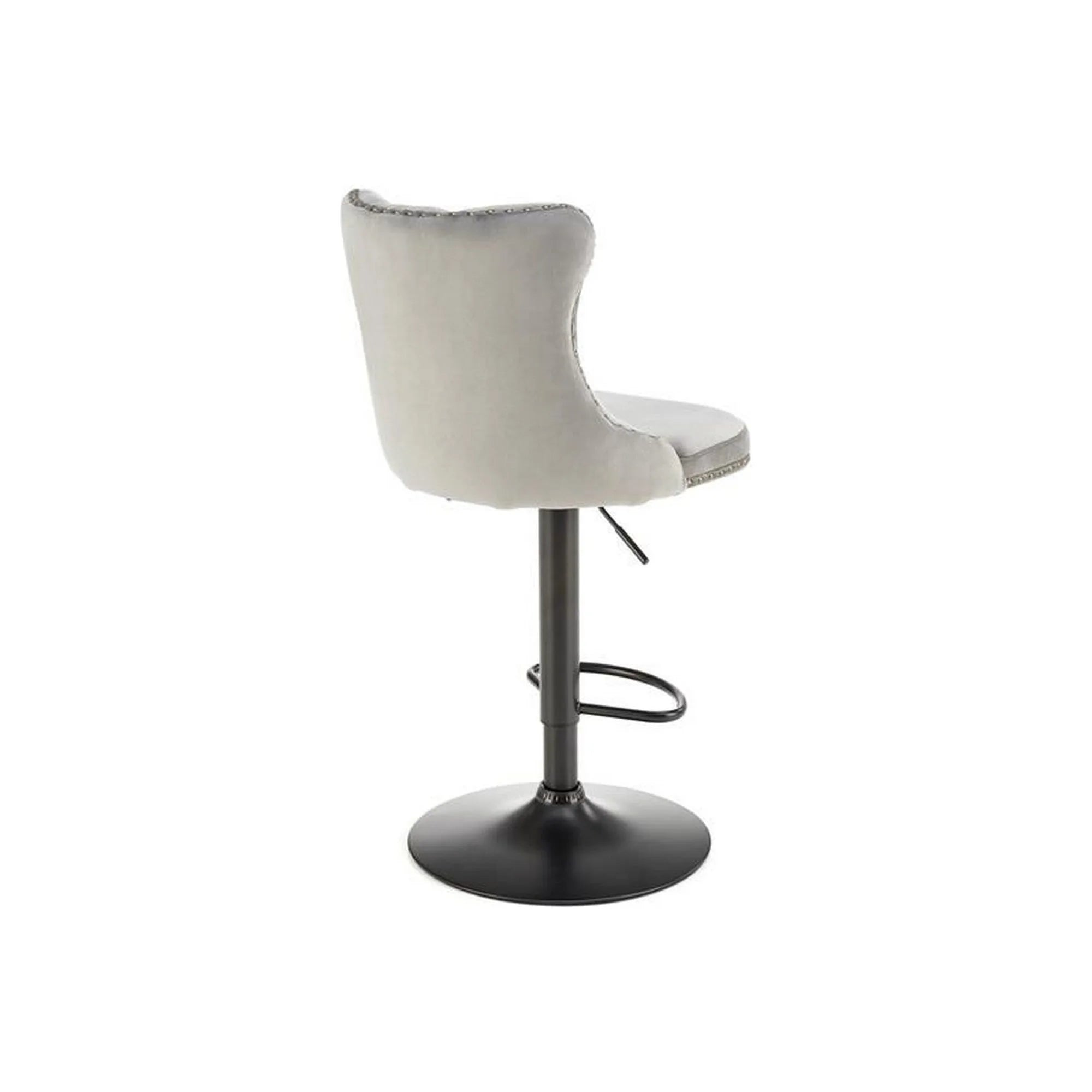 Scaun bar H117, gri/negru, stofa catifelata/otel, 47x52x96/118 cm