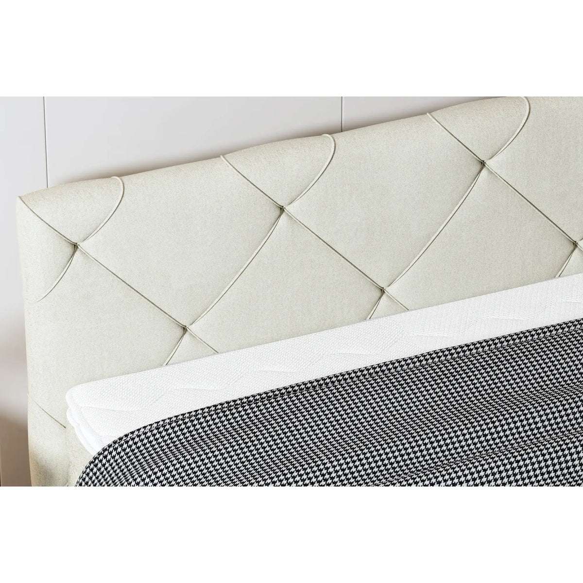 Pat boxspring MOSSA 160x200, personalizabil materiale Gama Premium, cu saltele, topper si lada pentru depozitare